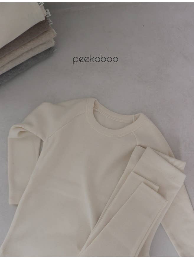 peekaboo - Wholesale Sleepwear Set - Kids - Kids Unisex Neutral Solid Color Long sleeves Pajama Set