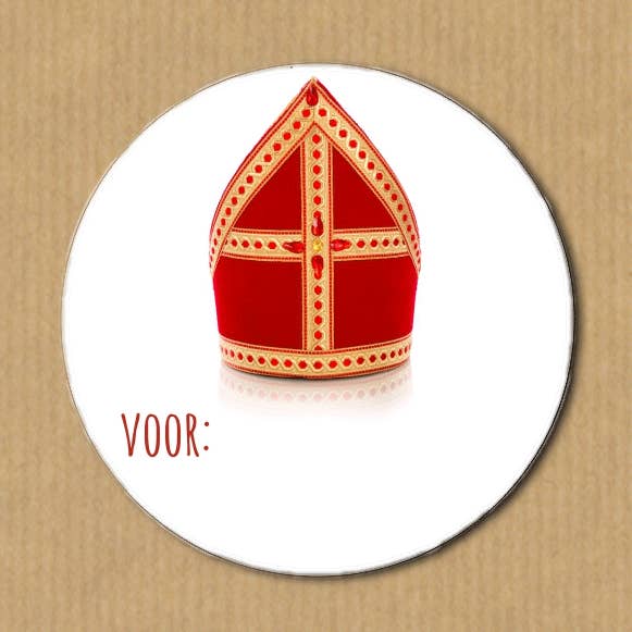 Sint label photo: Miter for wholesale by kadopapier.net