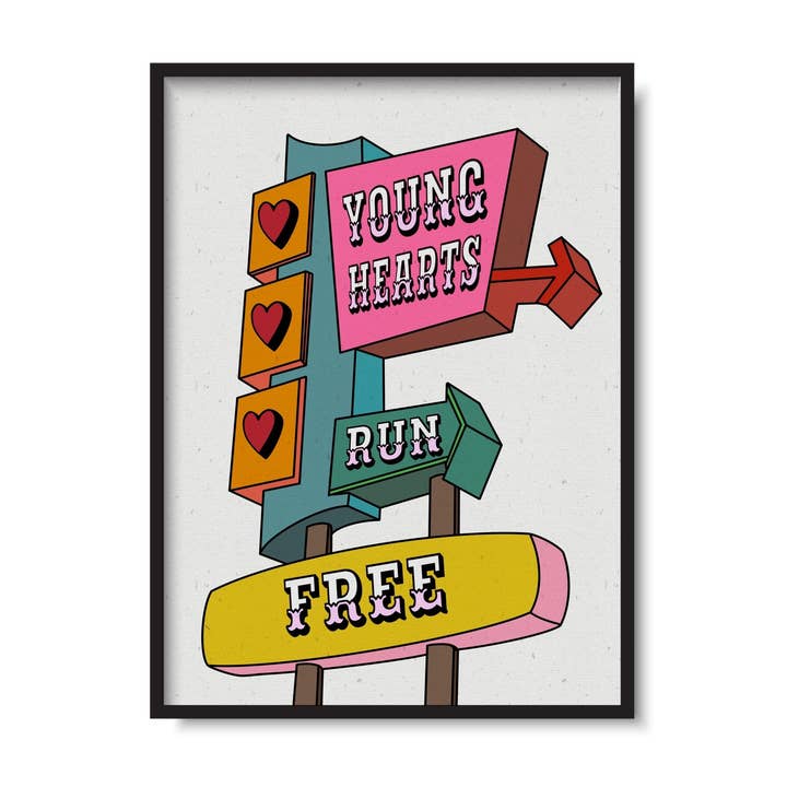 'Young Hearts Run Free' Print for wholesale by Twisted Rebel Designs