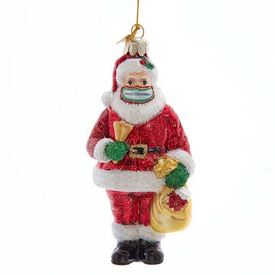 Kurt S. Adler, Inc. - Wholesale Ornament - 5"NOBLE GEMS GLASS SANTA W/MASK ORNAMENT