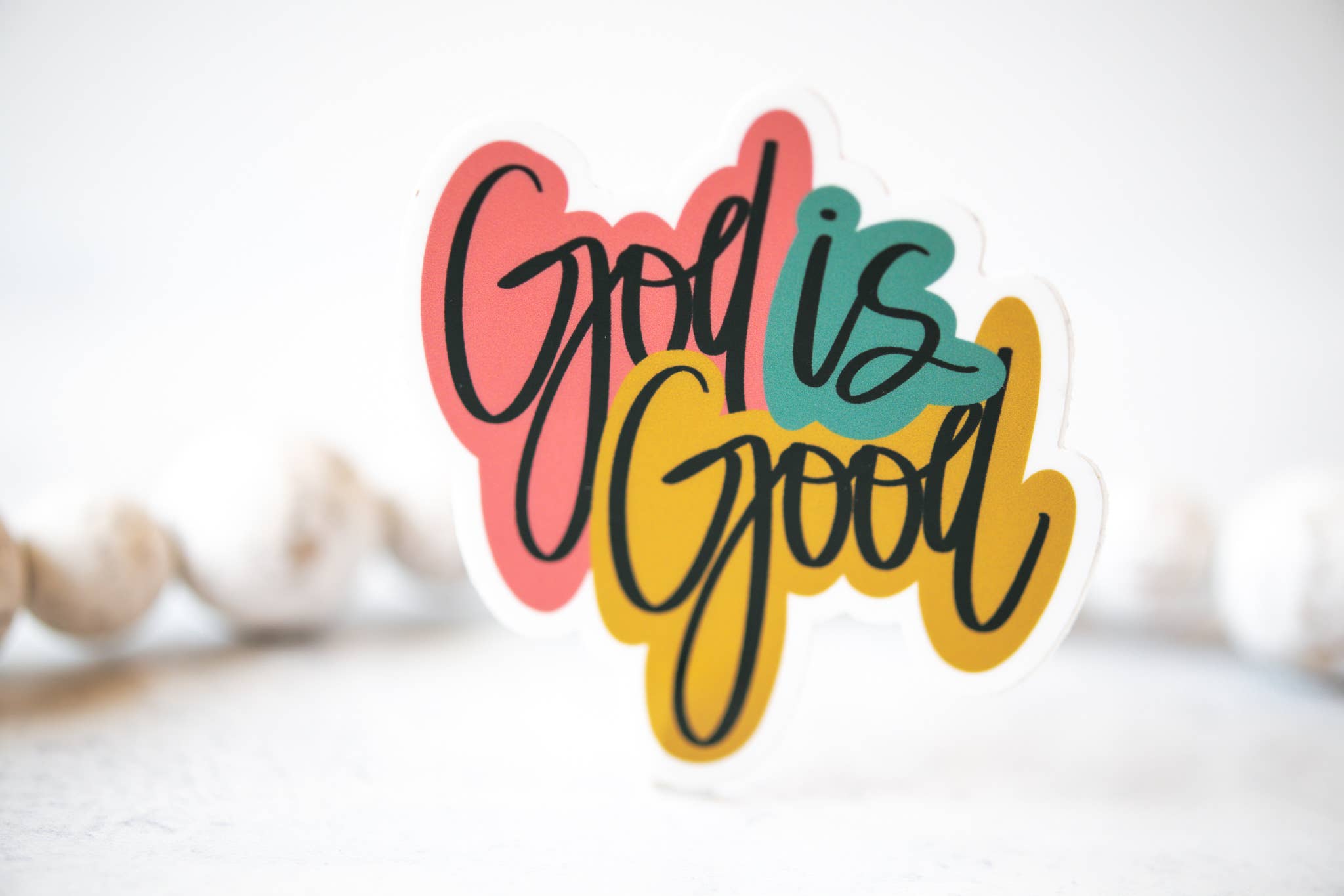 Savannah and James Co - Wholesale Sticker - God Is Good,  White Vinyl Sticker, 3x3 in.1