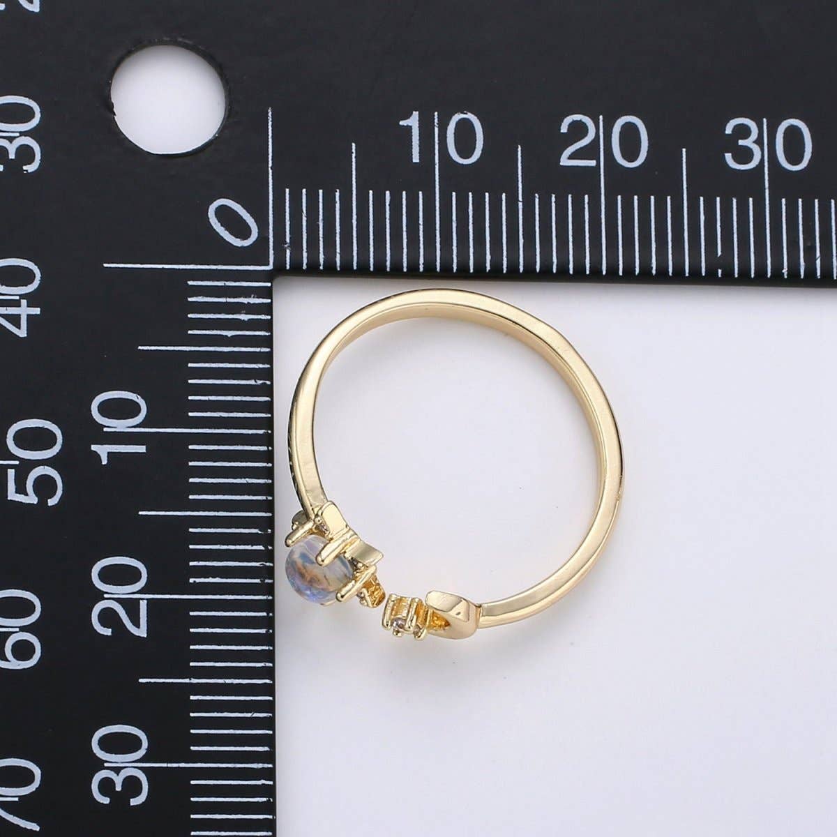 Aim Eternal - Wholesale Single Stone/Solitaire Ring - Crescent Moon Ring, Dainty Moon Ring, Adjustable Ring, Minimalist Moon Ring, Minimalist Ring, Gold Open Ring, Celestial Jewelry | R-0872