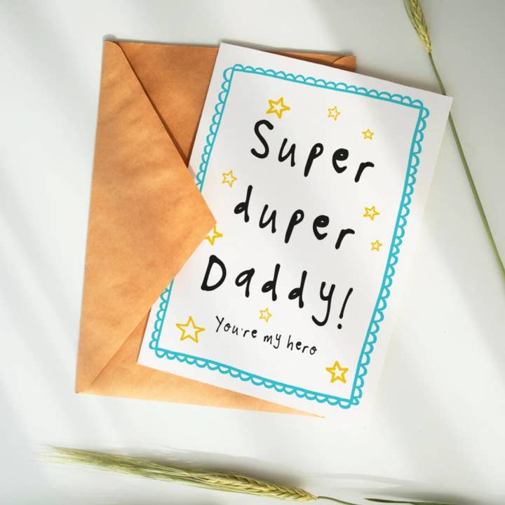 Super Duper Daddy Superhelden-Vatertagskarte für den Großhandel von Bow & Bell