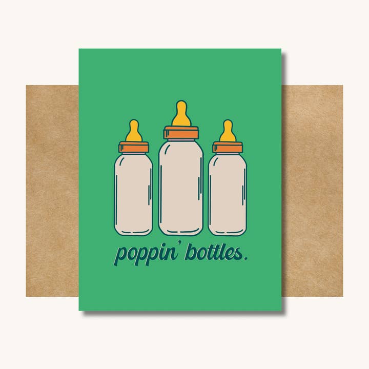 Poppin' Bottles Card for New Parents - Baby Shower Card for wholesale by Kelly Scott Design Co