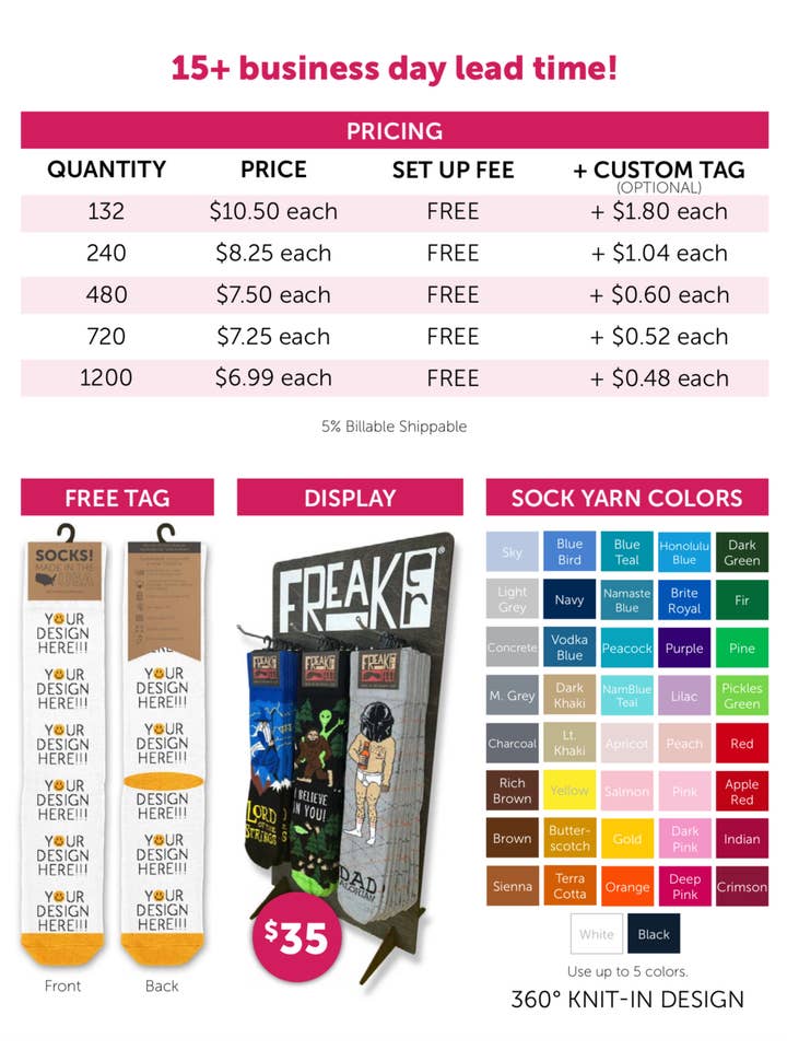 Freaker USA - Wholesale Socks - Unisex - Custom | USA Made Socks - with knit in designs2