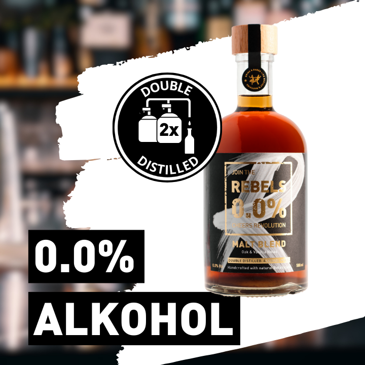 REBELS 0.0% – Engroshandel Alkoholfri spiritus/vin/øl – REBEL 0.0% Malt Blend alkoholfri whiskey-alternativ3