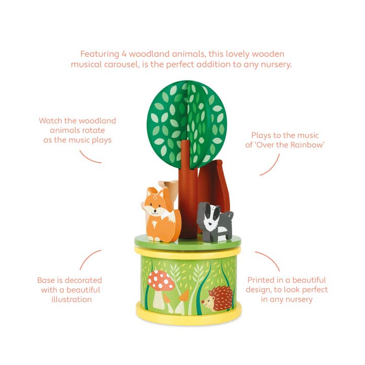 Orange Tree Toys - Wholesale Wood Toy - Kids - Woodland Wooden musical carousel