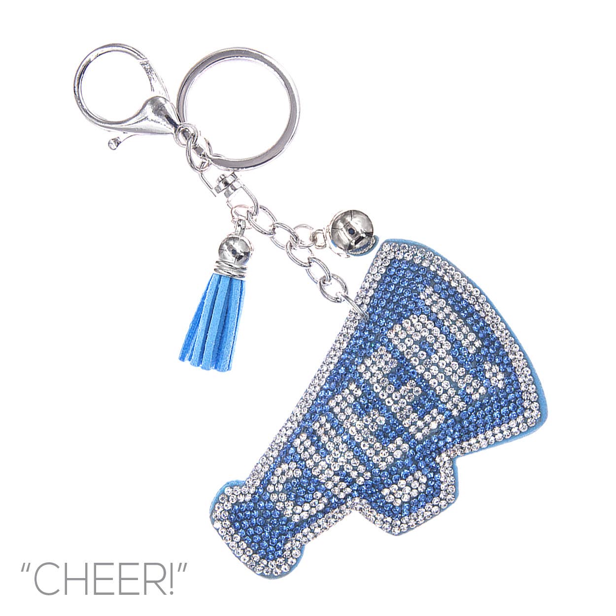 SP Sophia Collection - Wholesale Keychain - Women's - Gameday Rhinestone Pavé "CHEER" Megaphone Keychain 3
