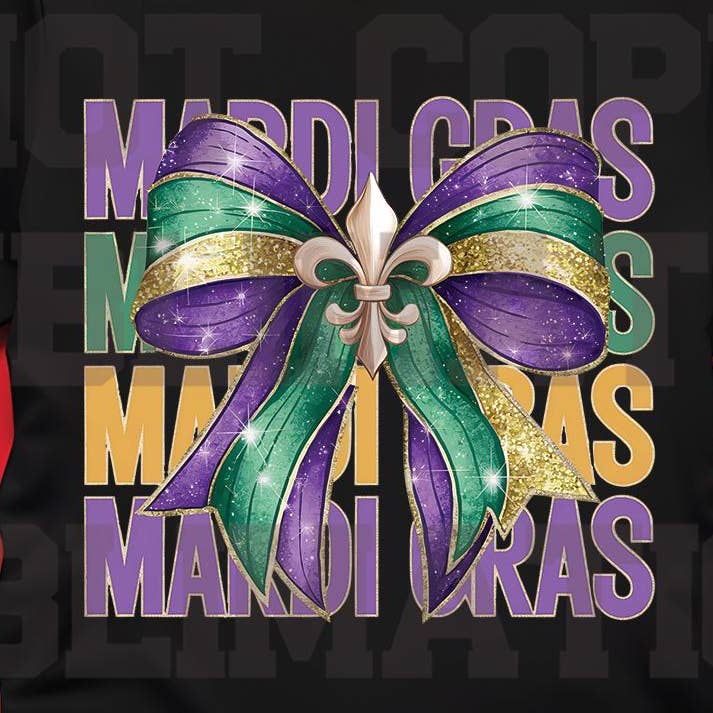 DTF Mardi Gras Bow Transfer Ready to Press Shirt Transfer for wholesale by rnsublimation