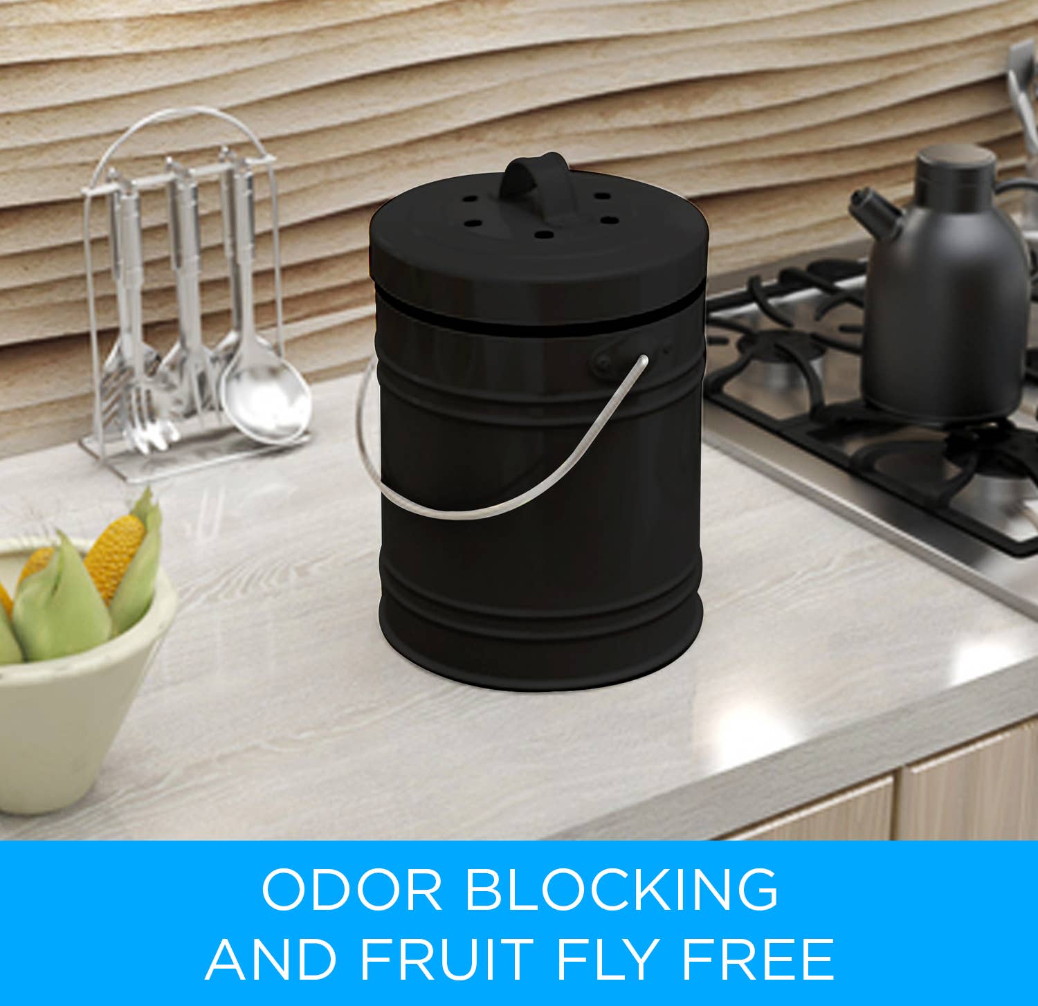 Cooler Kitchen - Wholesale Kitchen Tool/Gadget - Cooler Kitchen 3-Liter Kitchen Compost Bin w/ EZ-No Lock Lid10