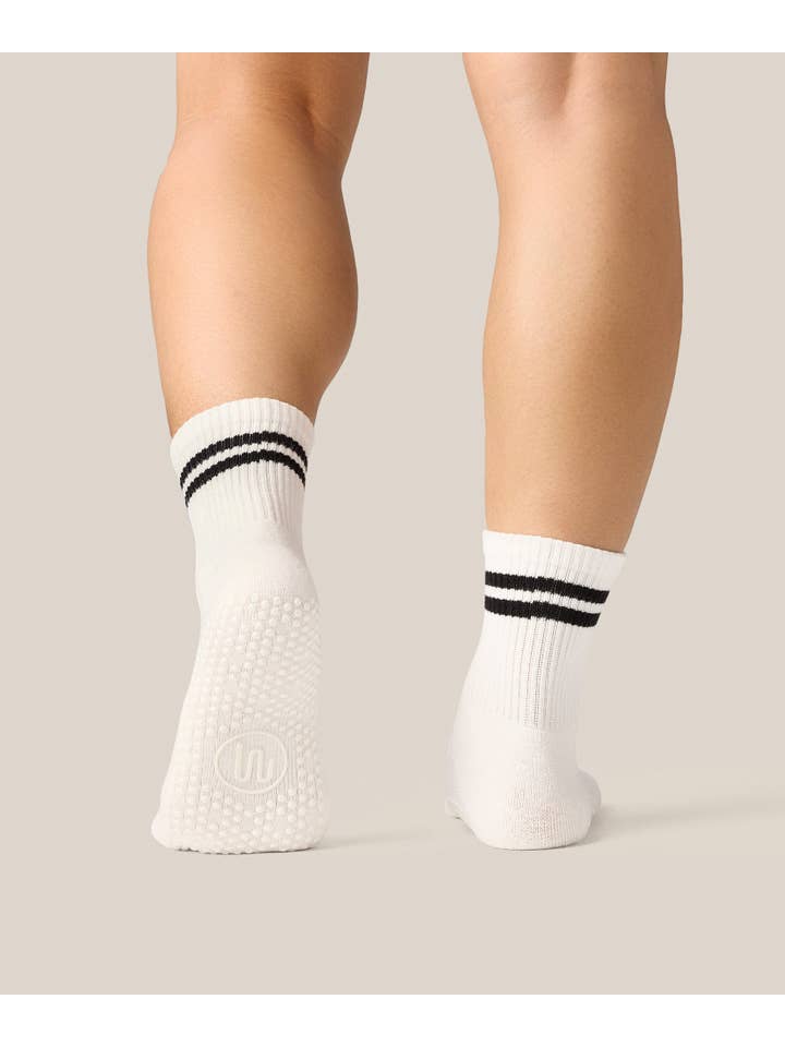 MoveActive – Großhandel Socken – Damen – Crew Grip Socken - Sportlicher Streifen Elfenbein4