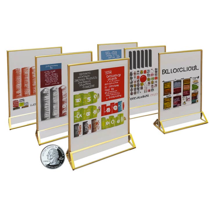 Akrylskyltshållare med guldkant, stående vertikal 4x6" fotoram 15763-6PK för wholesale av FIXTUREDISPLAYS