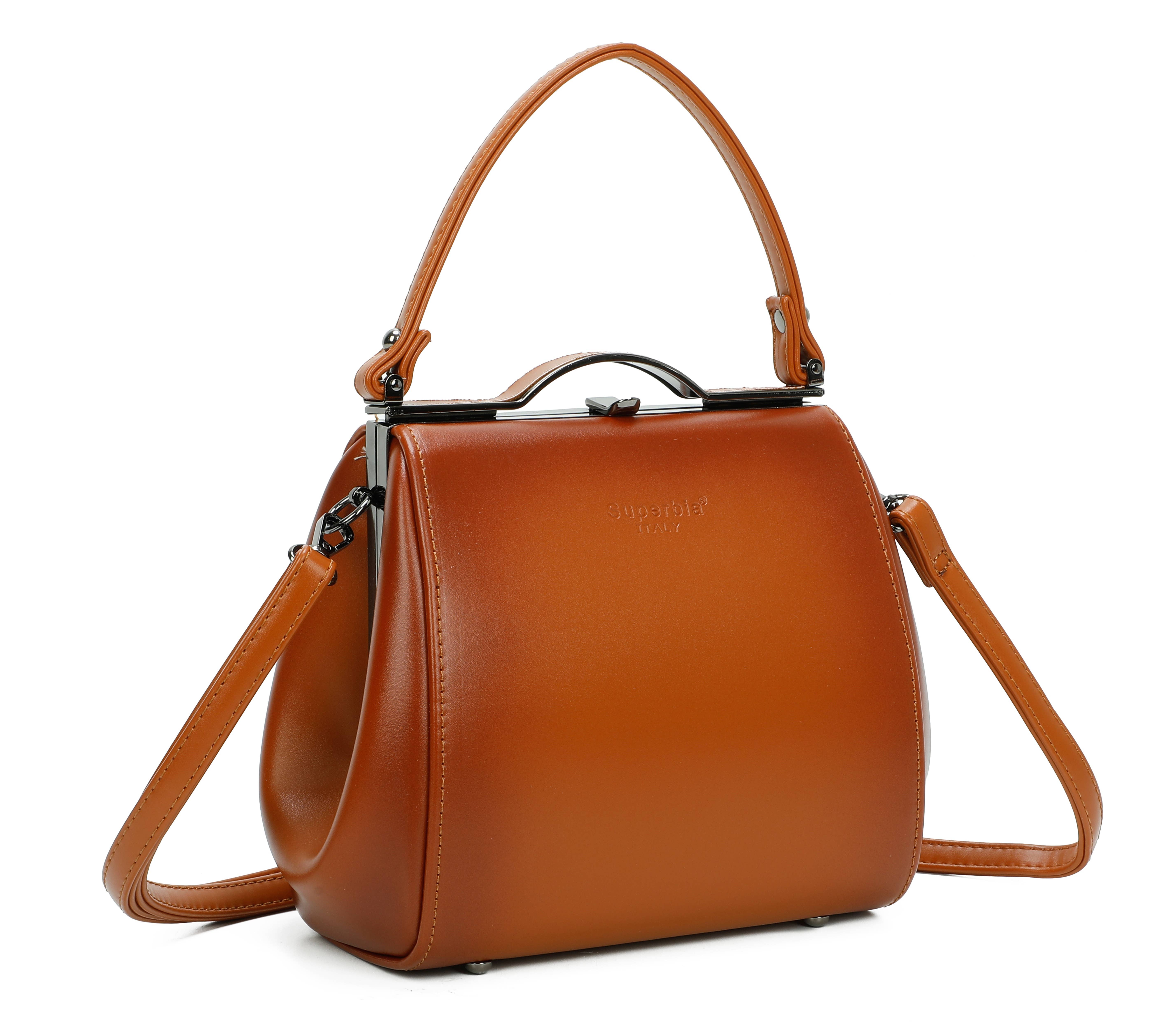 Superbia - Wholesale Top Handle Bag - Women's - Vintage Smoky Effect Pu Clasp Opening Top Handle Bag- P82895