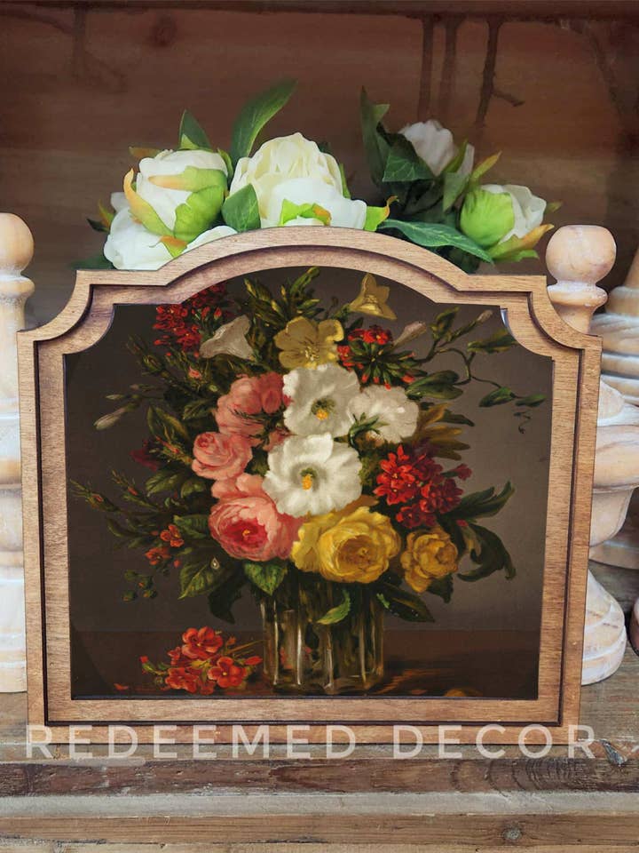 Arte enmarcado floral oscuro vintage provincial para venta al por mayor de Redeemed Decor