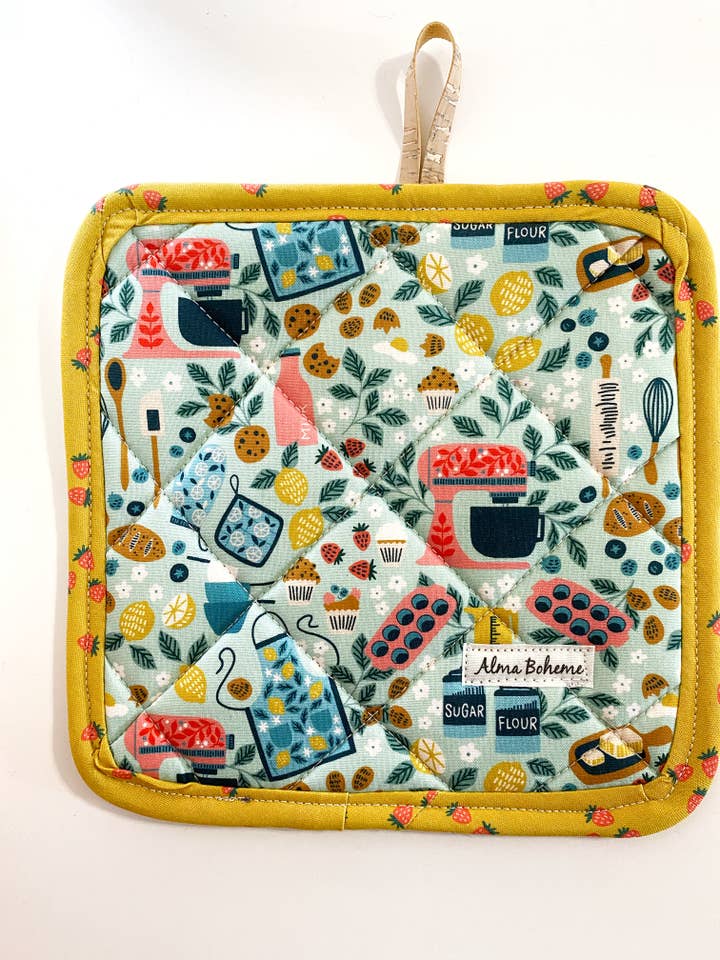 Country Kitchen Topflappen aus Kork und Baumwolle (ohne Tasche) für den Großhandel von Alma Boheme Handmade