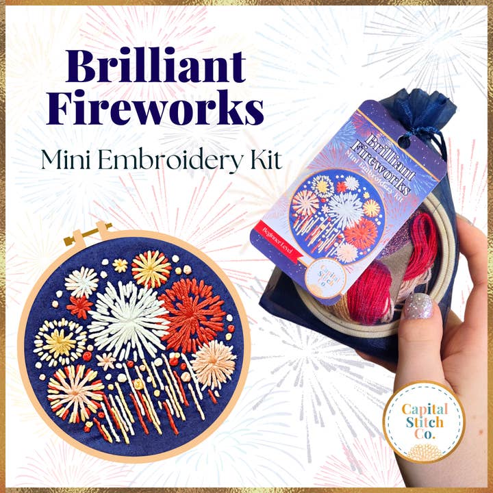 Brilliant Fireworks Mini Embroidery Kit for wholesale by Capital Stitch Co.