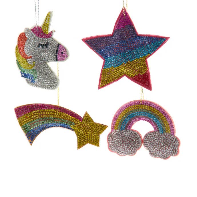 Kurt S. Adler, Inc. - Wholesale Ornament - 3" Bedazzled Rainbow/Unicorn/Star 4 Assorted0