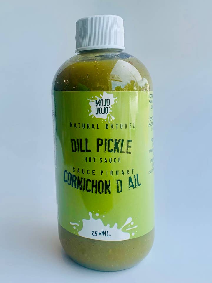 Dill Pickle Hot Sauce for wholesale by Mojo Jojo Pickles and Preserves