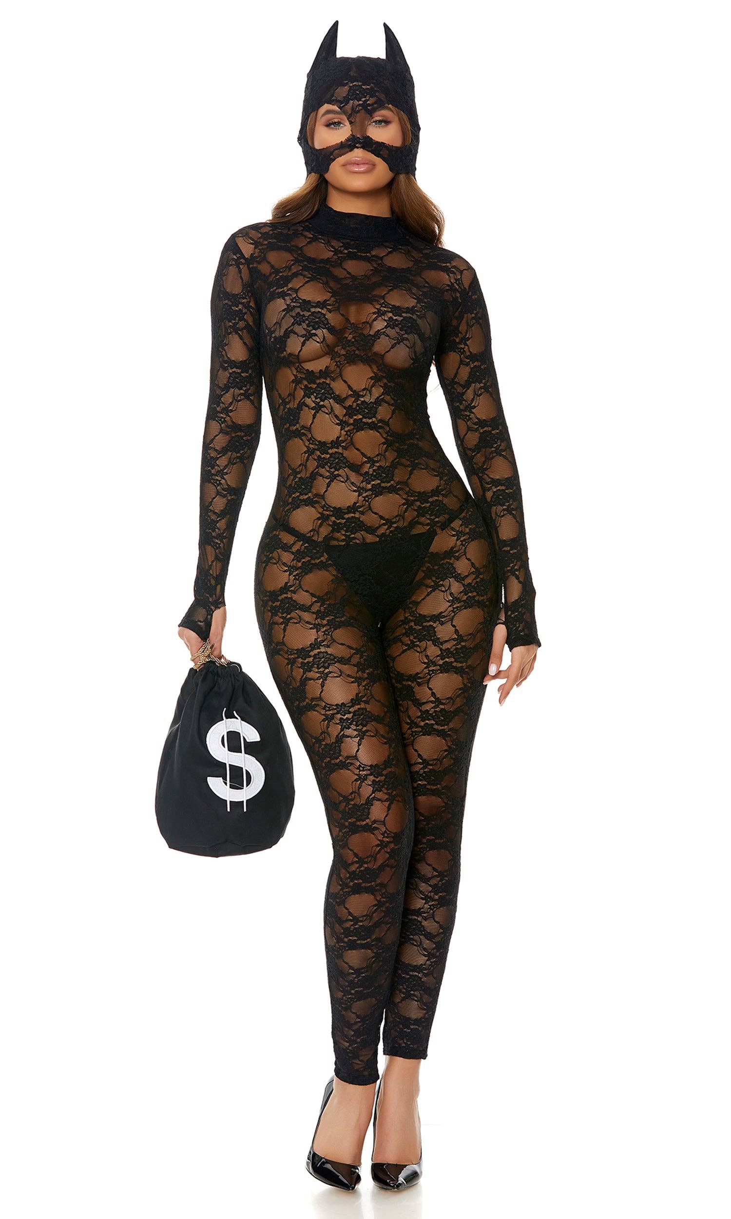 Black About My Money Sexy Cat Burglar Costume for wholesale on Faire2