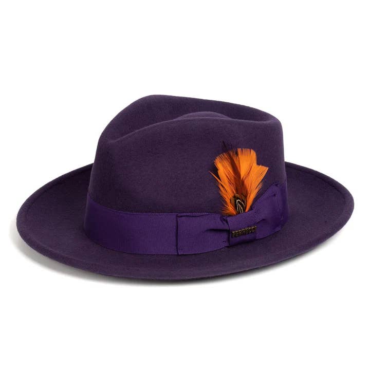 Ferrecci - Vente Chapeau en feutre – homme - Ferrecci - Chapeau Fedora Unisexe Écrasable avec Bande à Plumes40