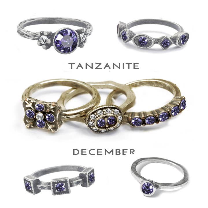 Stackable December Birthstone Ring - Tanzanite Blue for wholesale by Sweet Romance Jewelry
