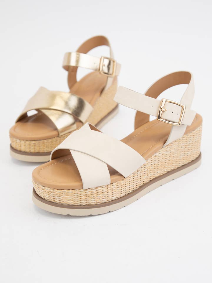 CCOCCI - Wholesale Wedges - Women's - CLEVER CRISSCROSS BAND WEDGE SANDAL