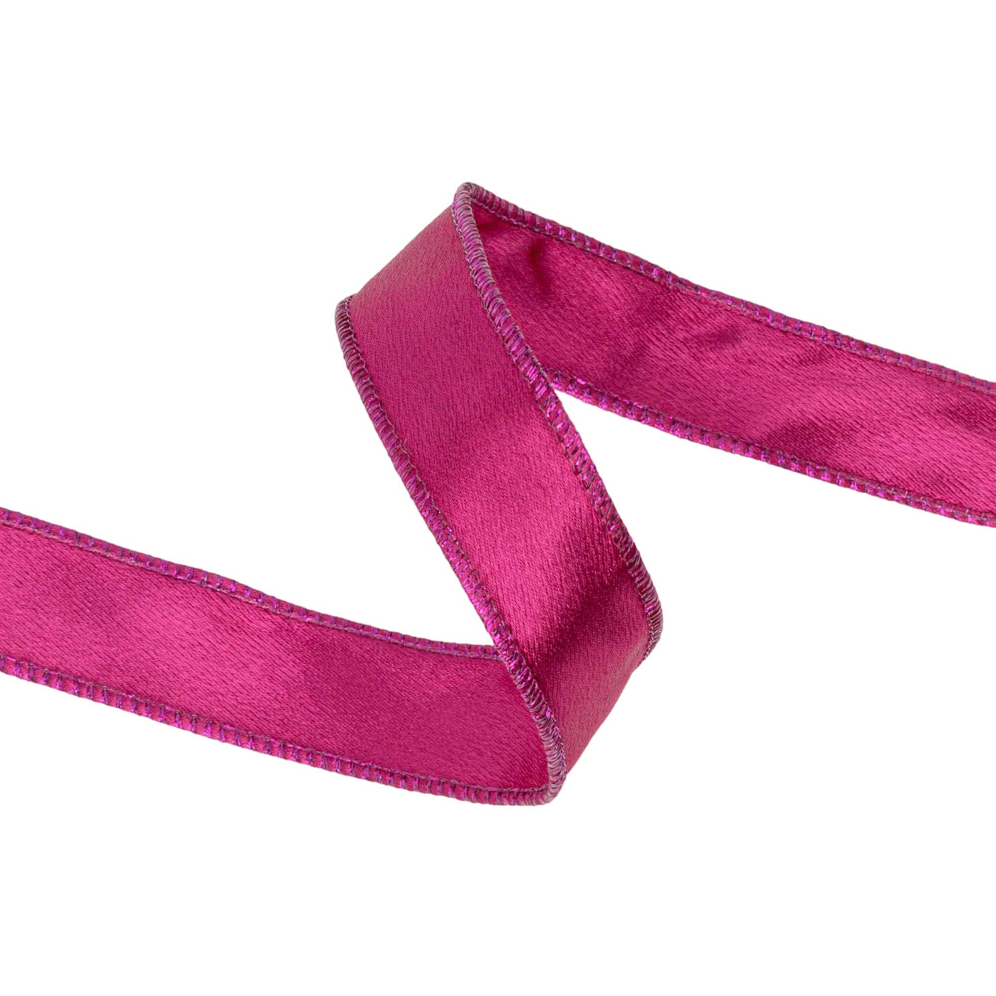 LA Ribbons Wholesale – wholesale Ribbon – Gift wrapping – 1" Wired Shimmer Satin Ribbon | Fushia with Fushia Backing | 10 Yard Roll5