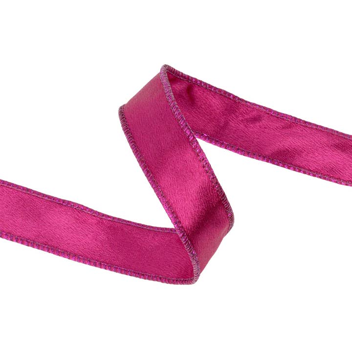 LA Ribbons Wholesale – wholesale Ribbon – Gift wrapping – 1" Wired Shimmer Satin Ribbon | Fushia with Fushia Backing | 10 Yard Roll
5