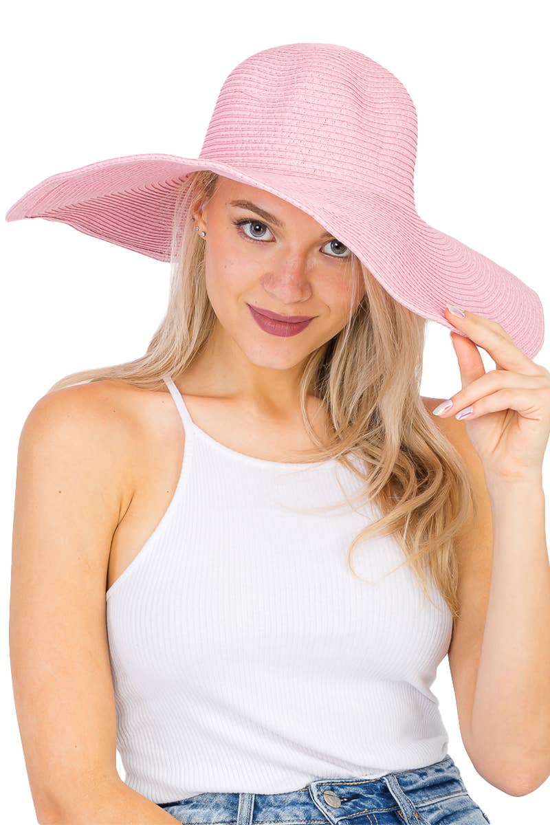 Cap Zone - Wholesale Straw Hat - Women's - Wire Brim Straw Beach Sun Hat40