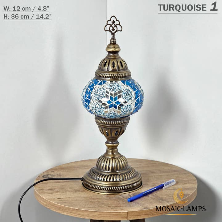 Mosaic Lamps - Wholesale Accent/desk lamp - 10+ Colors - Turkish Mosaic Medium Globe Table Lamp, Handmad39