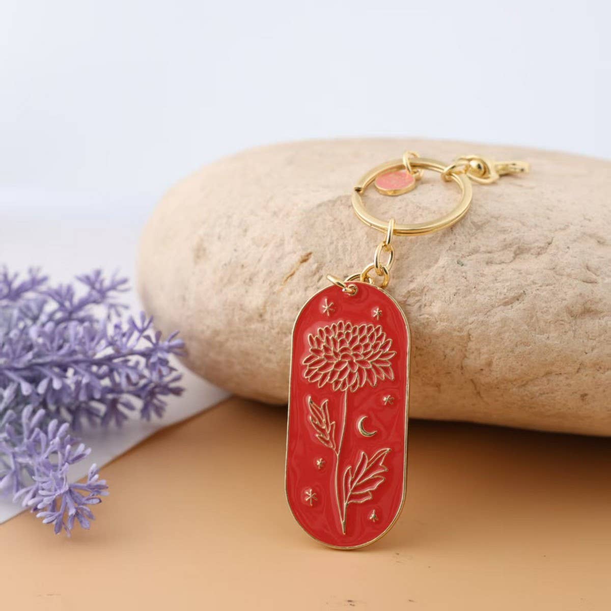 ACCITY - Wholesale Keychain - Women's - Botanical Enamel Keychain with Birth Flower_CWMM983810