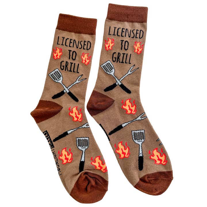 Licensed to Grill - Funny Unisex Socks - Father's Day, Gift for wholesale by Moonlight Makers