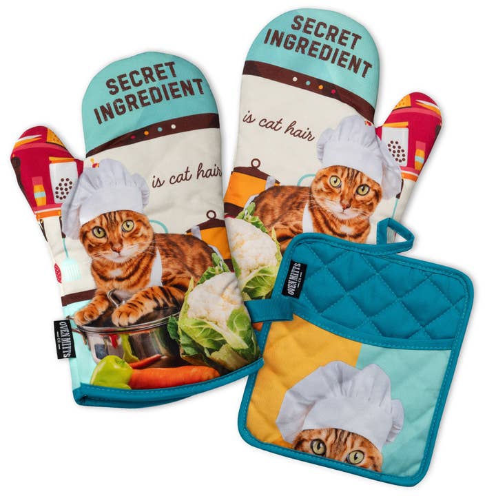 Zapps Clothing - Wholesale Oven Mitt/Pot Holder - Secret Ingredient Is Cat Hair Oven Mitts And Potholder Set