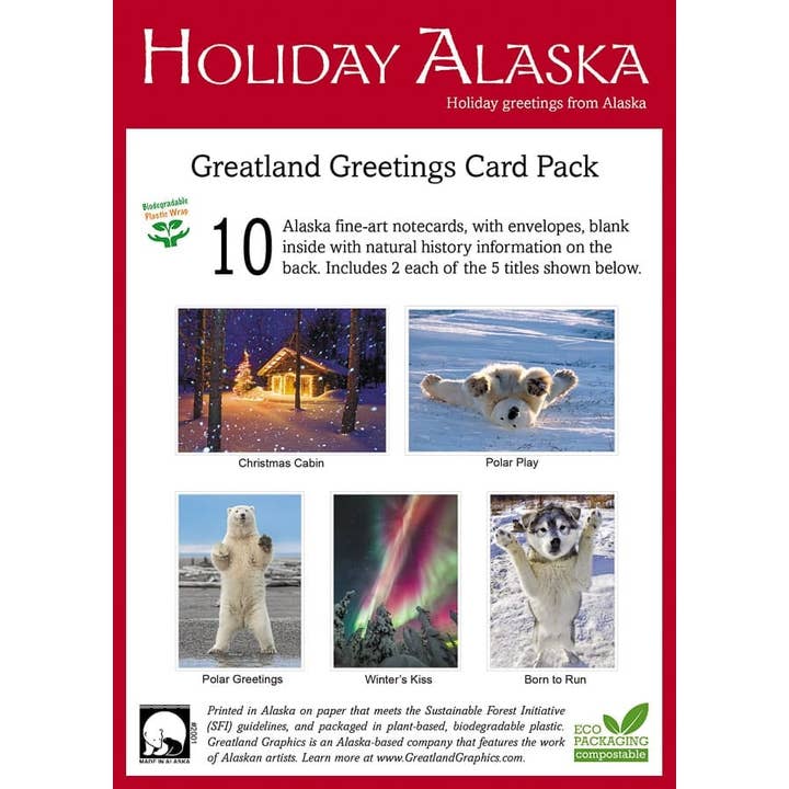Alaska Holiday Card Pack (10) for wholesale by Greatland Graphics
