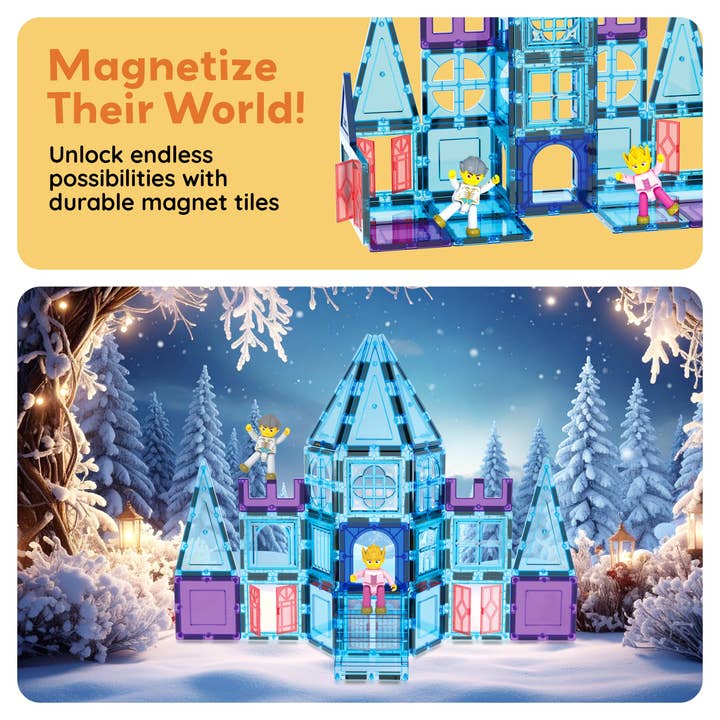 PicassoTiles - Wholesale Building Set - Kids - PicassoTiles 72pc Ice Castle Magnetic Tile Building Set7