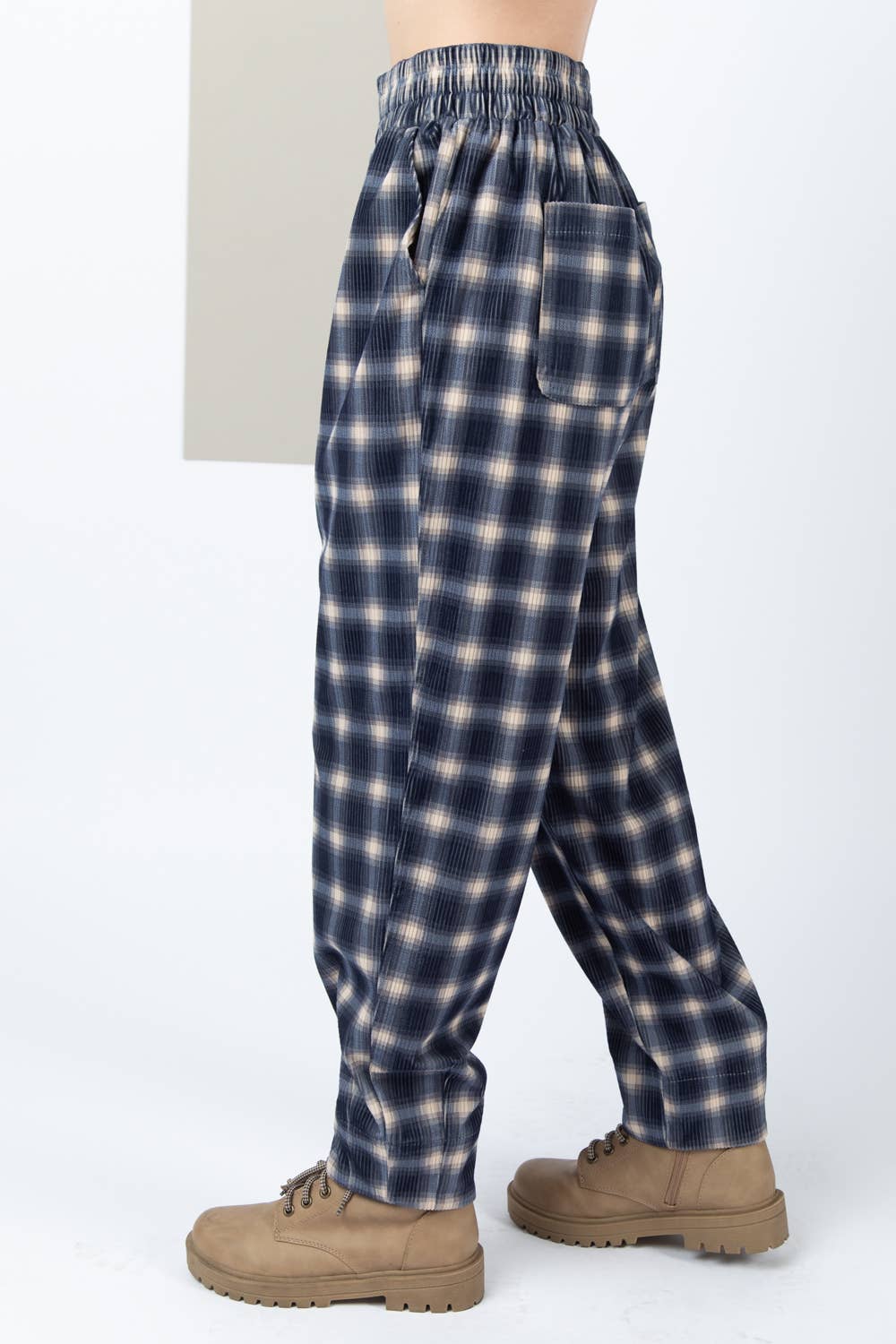 VERY J - Wholesale Pants - Women's - NP70310-Corduroy Flannel Plaid Cozy Comfy Pants7