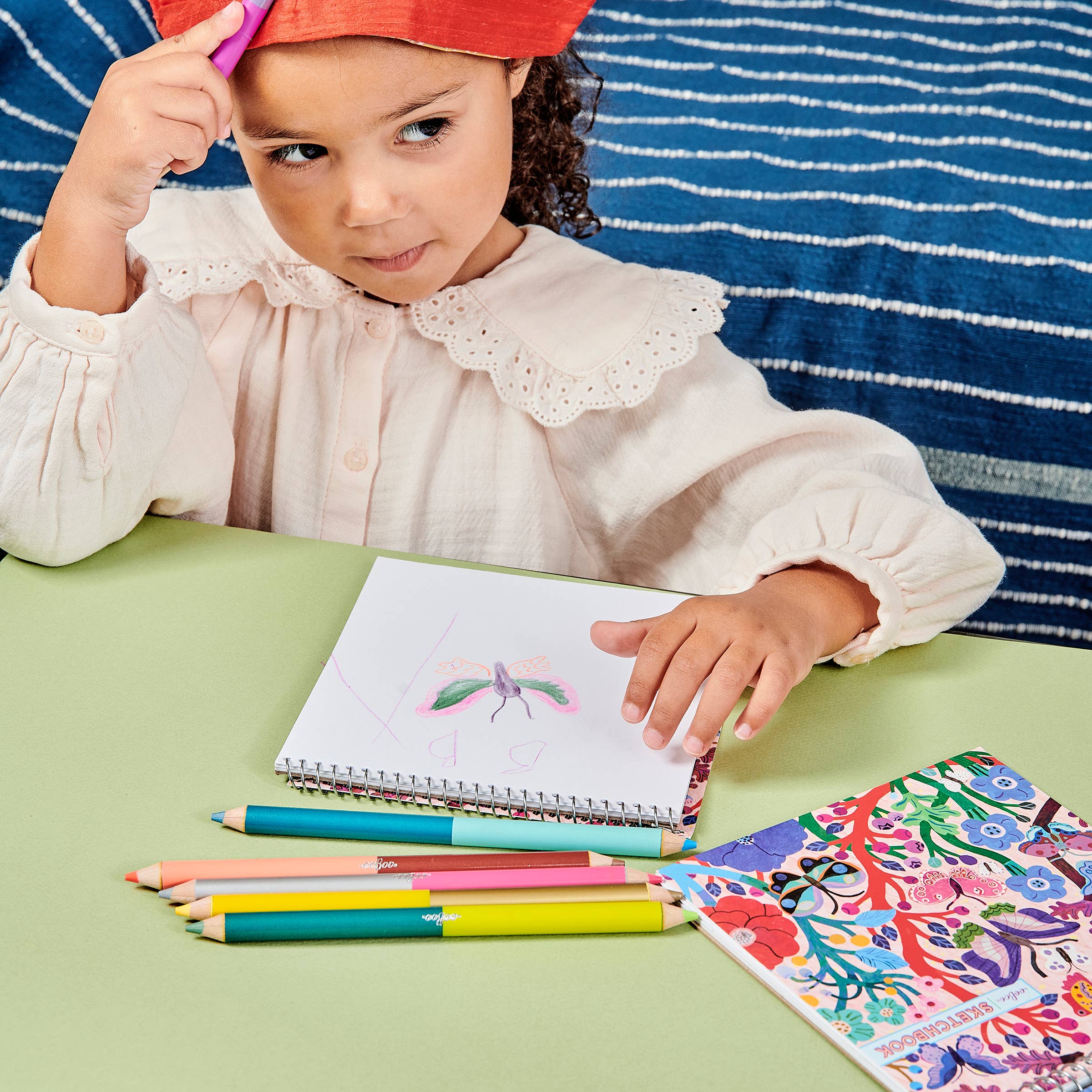 eeBoo - Vente Crayons de couleur - Butterflies 6 crayons spéciaux double face Jumbo3