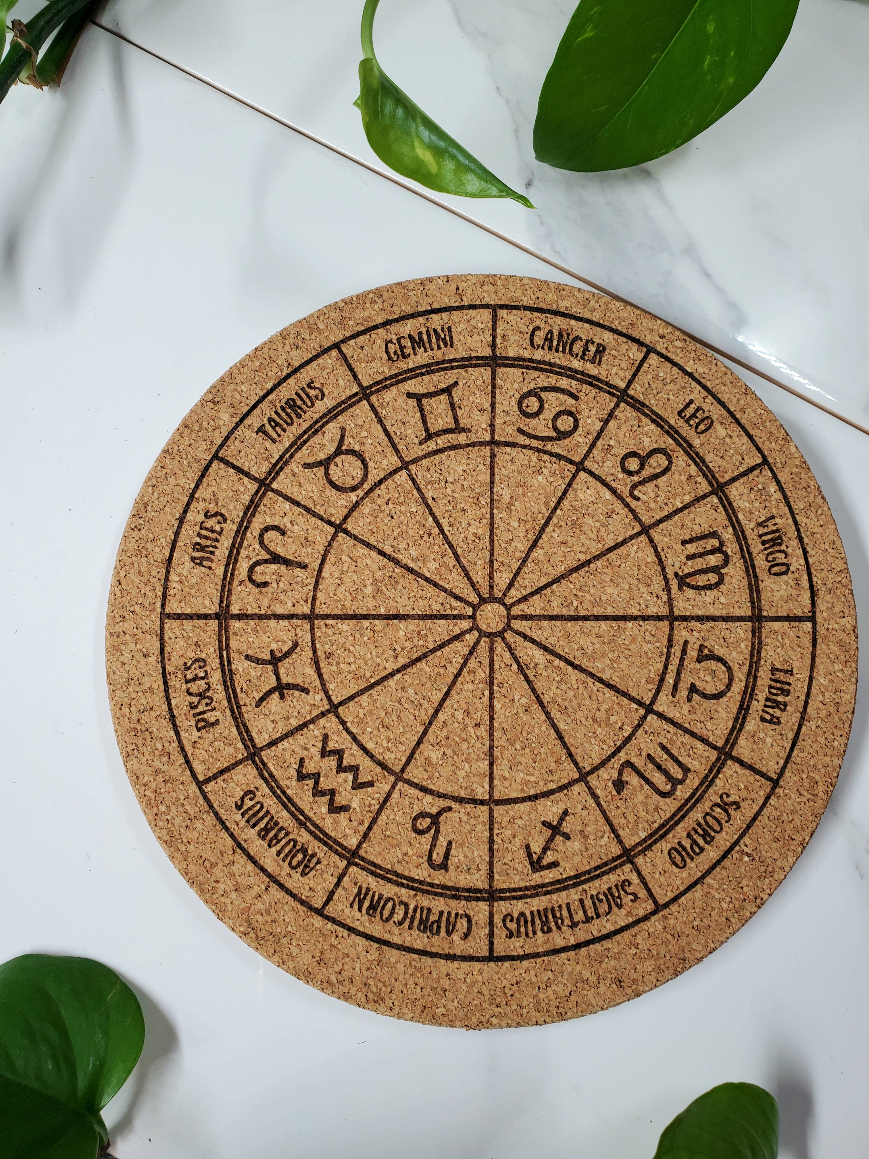 Three Witches Tea Shop - Wholesale Trivet - Zodiac Wheel Cork Trivet1