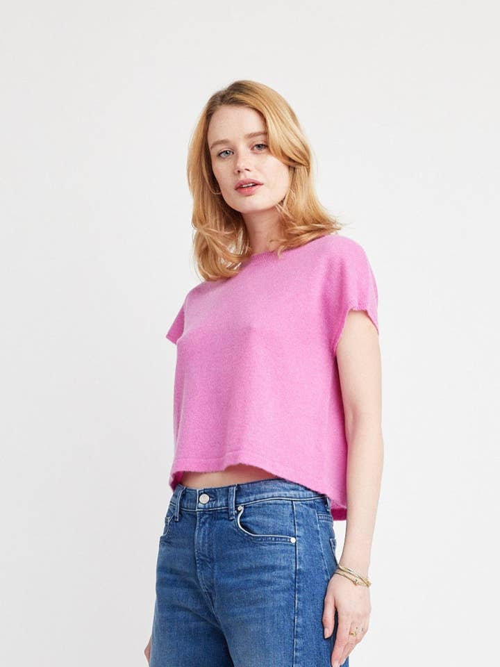 T-shirt ras du cou en cachemire Jane pour la vente par Self Contrast