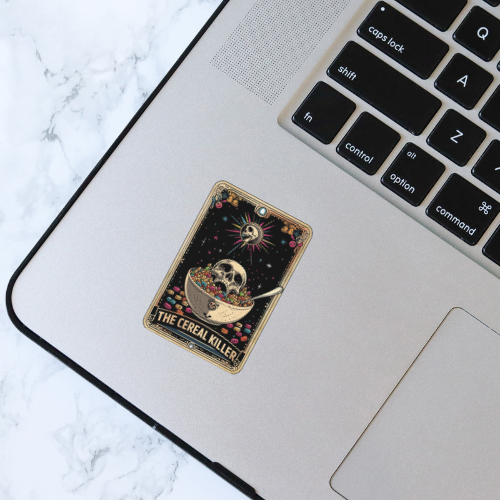 Ink & Omen – wholesale Sticker – Cereal Killer Skeleton Tarot Sticker - 2x3 Waterproof Gloss2