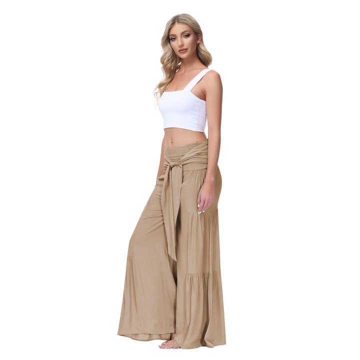 Lily Clothing - Wholesale Pants - Women's - Loose tight straps pleated waists Wide-leg pants16