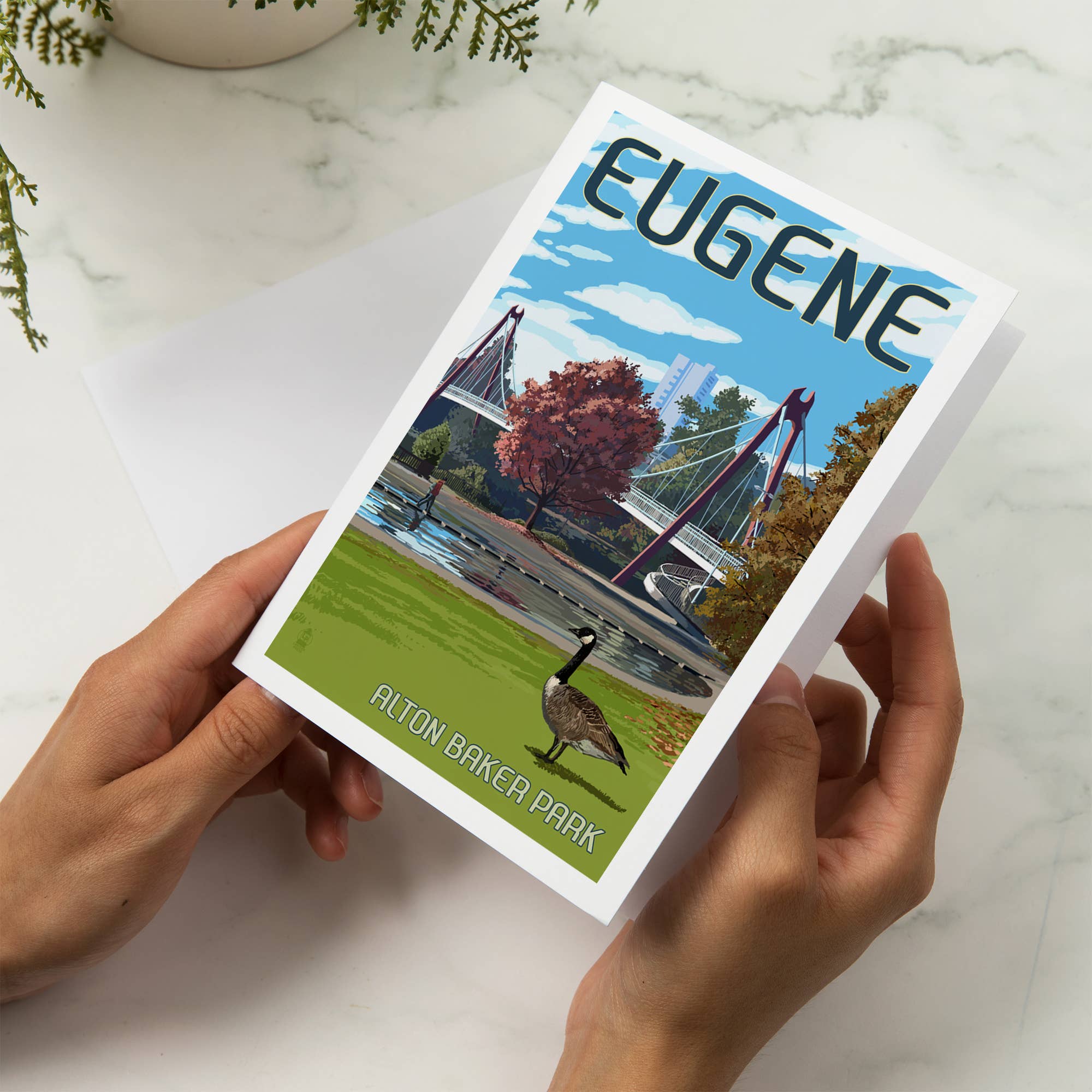 Lantern Press - Wholesale Everyday Greeting Card - GREETING CARD Eugene, Oregon, Cityscape5