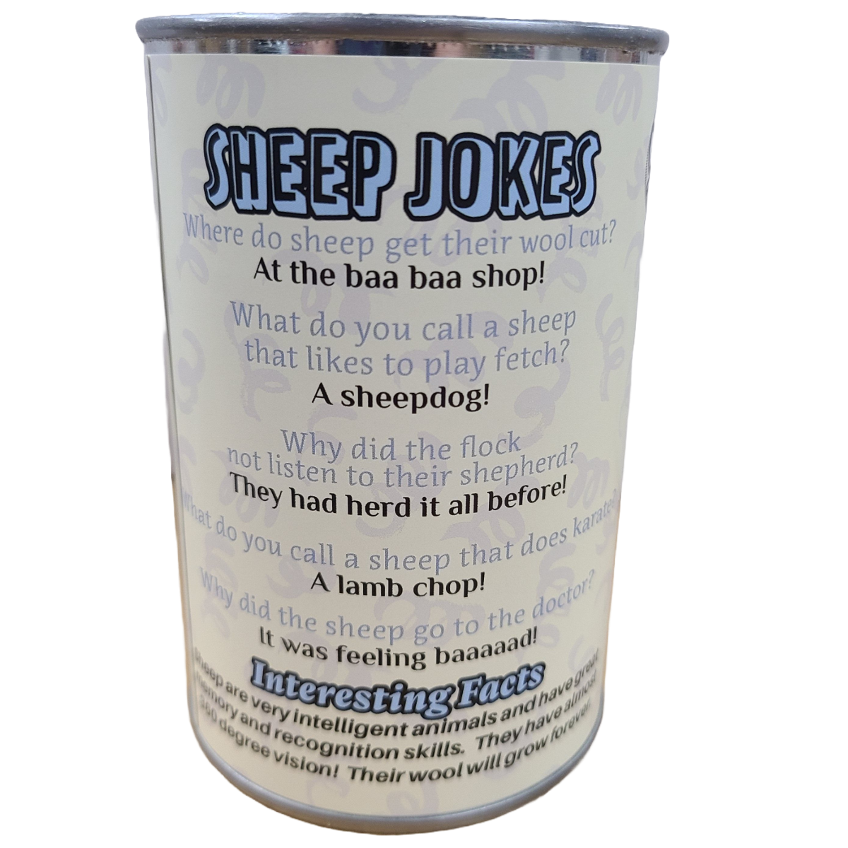 Canned Gifts - Wholesale Stuffed/Plush Toy - Kids & Baby - Canned Sheep Stuffed Farm Animal Plush w/Jokes | Unique Gift1