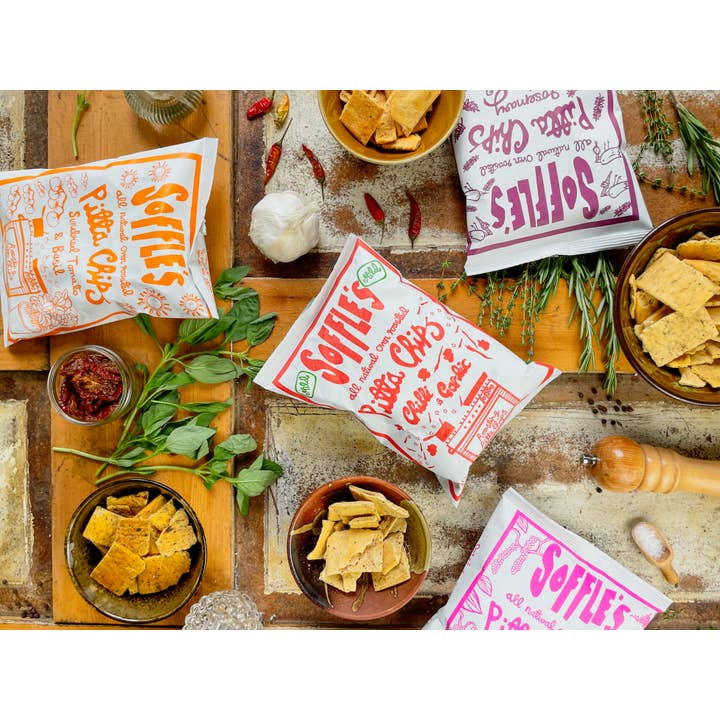 Soffle's Pitta Chips – wholesale Crisps – Black Pepper, Sea Salt, & Olive Oil Pitta Chips (15 x60g)