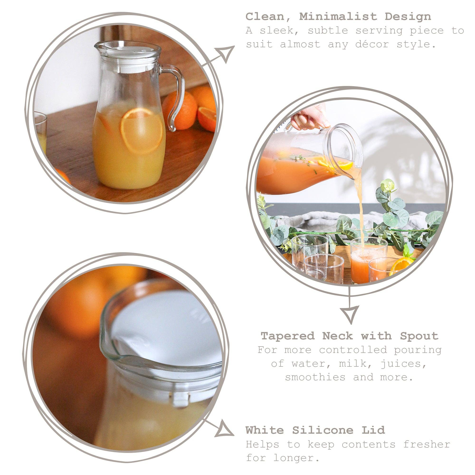 Rinkit Ltd - Wholesale Jug - 1.8L Misket Glass Water Jug with Silicone Lid5