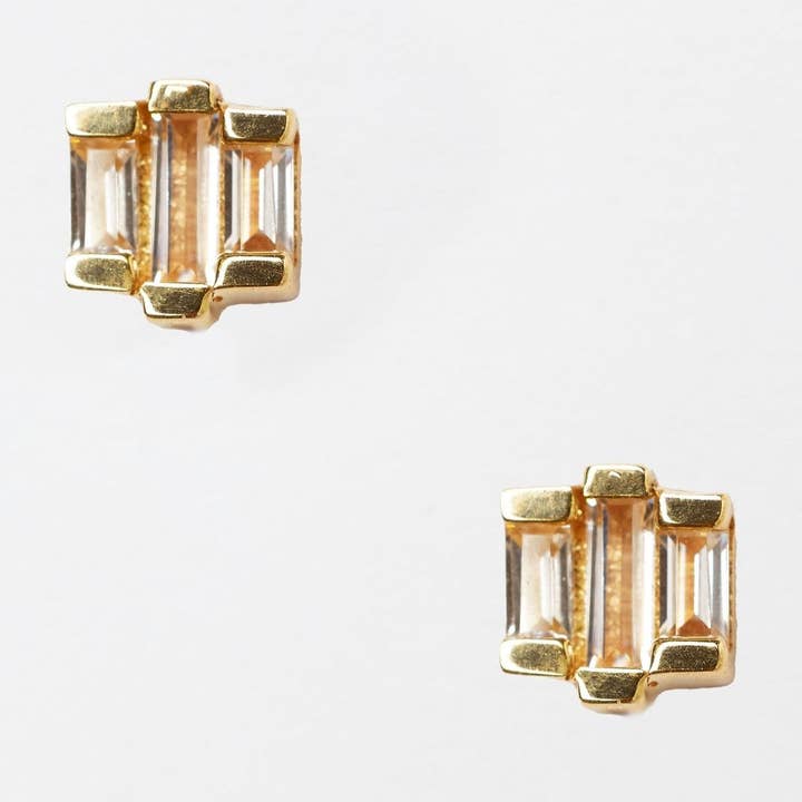 Bianca Baguette Cluster Massivt Guldörhängen för wholesale av Quill Fine Jewelry & Lifestyle