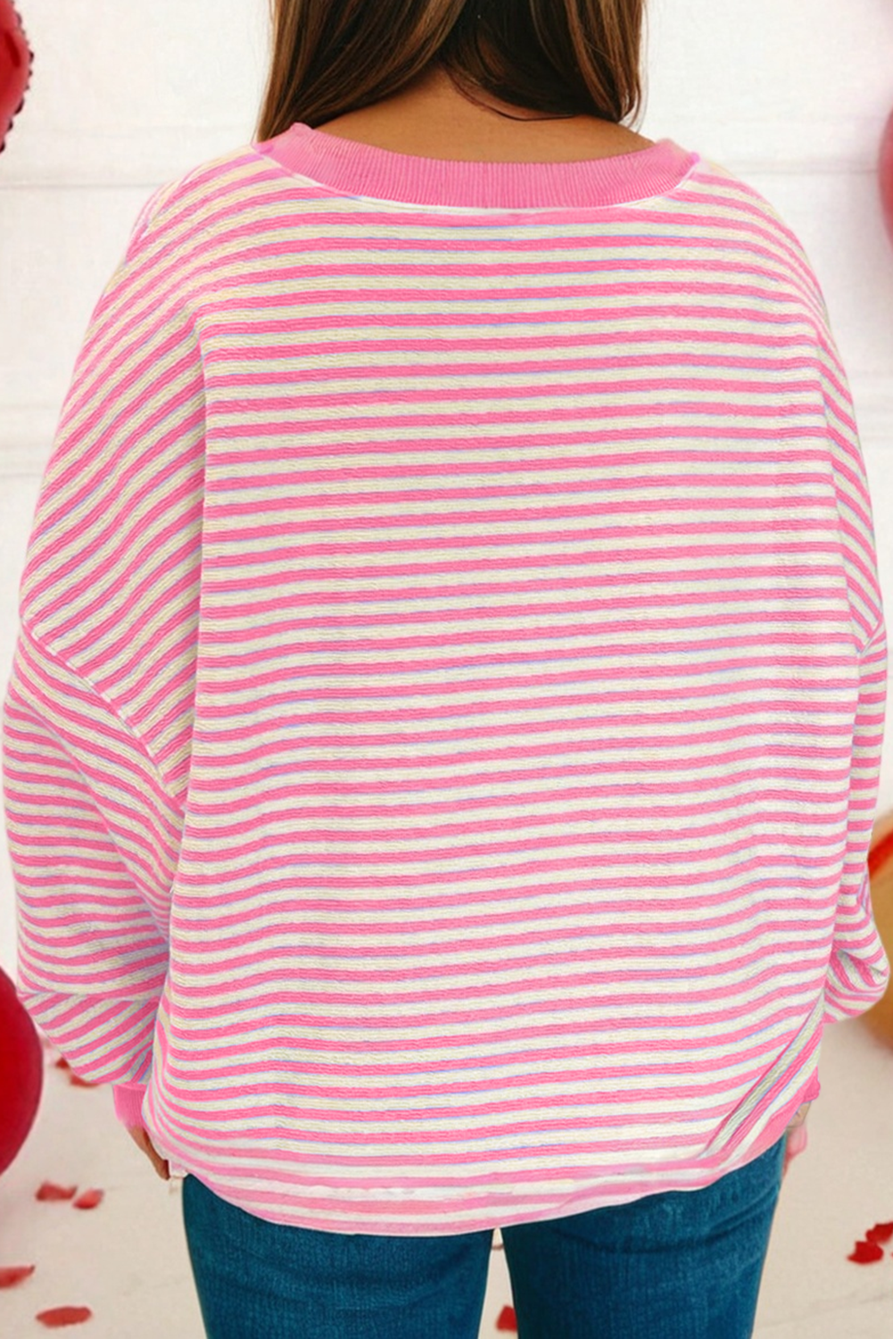 Little Daisy Closet - Wholesale Blouse - Women's - LDC Stripe Long Sleeve Drop Shoulder Top3