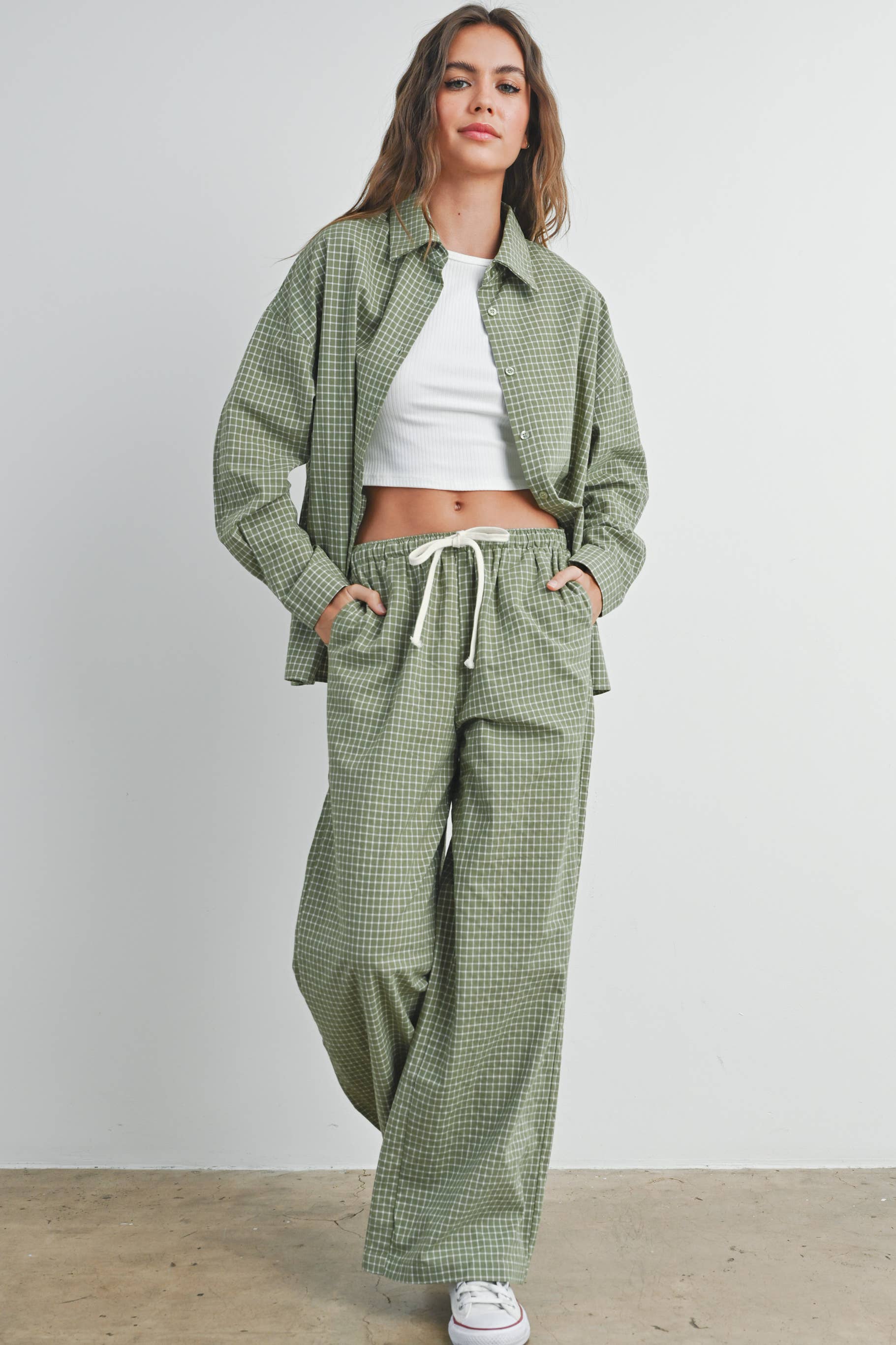 BUTTERMELON – Engroshandel Skjorte med buttondown – til kvinder – Oversized ternet skjorte - BMT74494