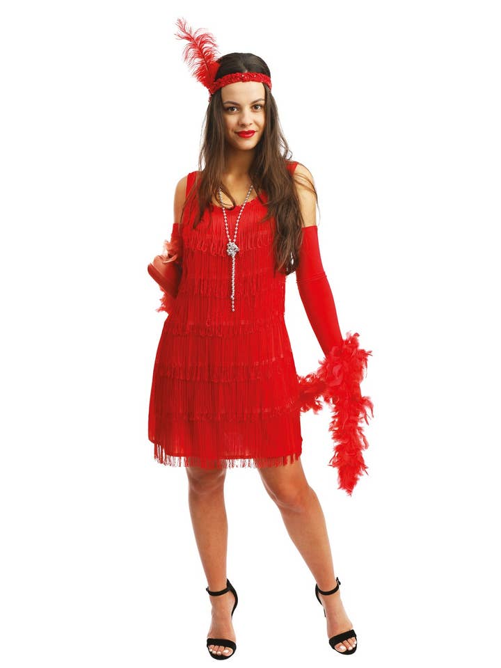 Charleston Dress Costume - Red - Adult - S/M for wholesale by P'tit Clown