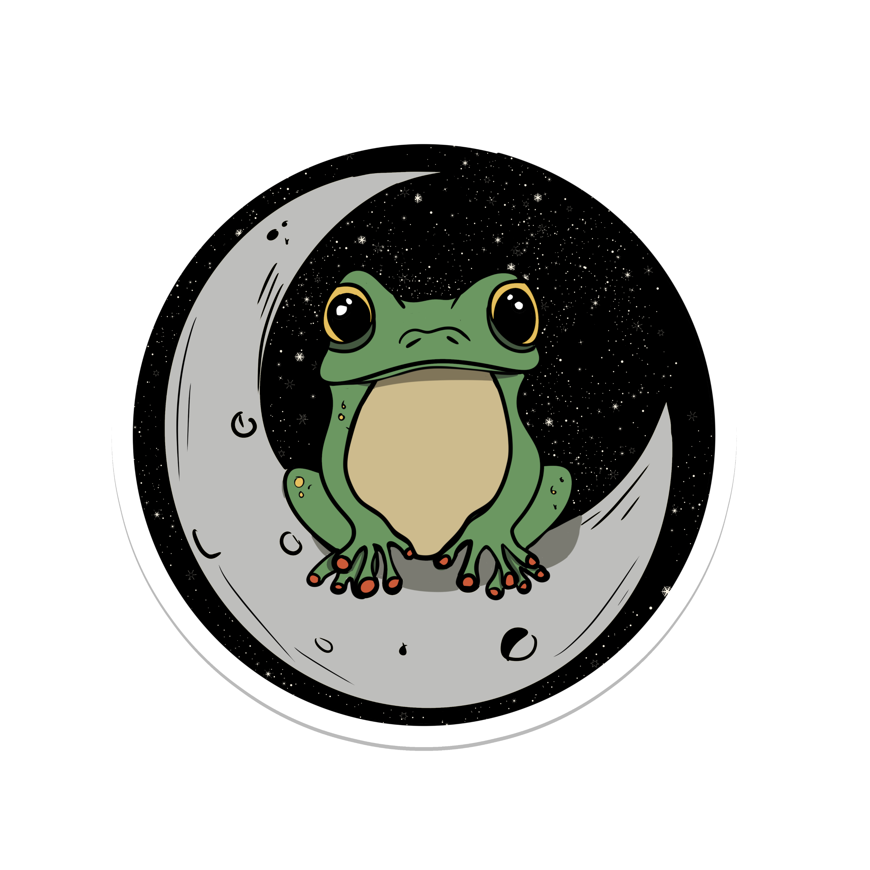 Rebel and Siren Stickers - Wholesale Sticker - Frog on Moon | Celestial | Waterproof Sticker | 2.5"0